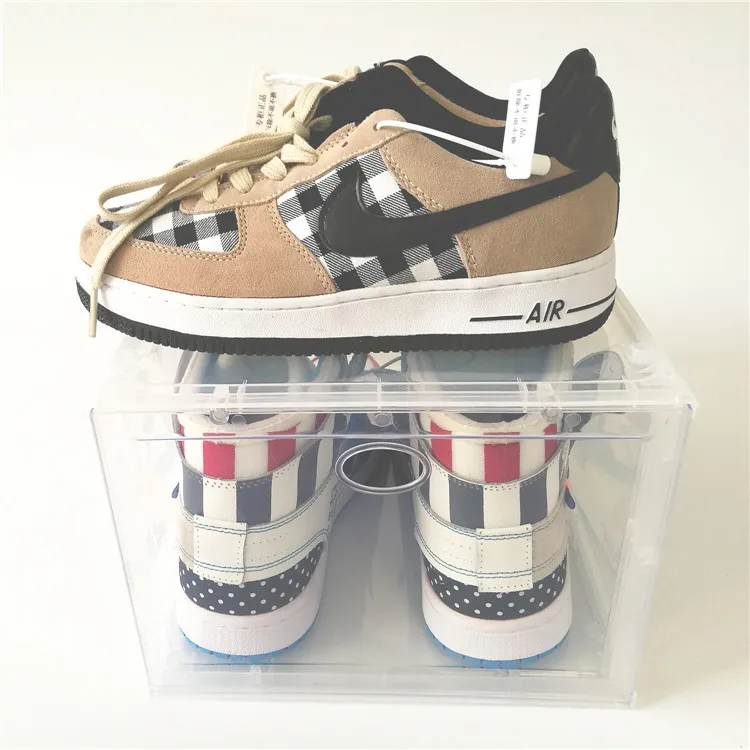 

TL5689 mens front open clear plastic storage shoe box