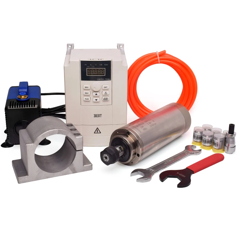 

Cheap Price High Speed GDZ Spindle and VFD Inverter 2.2kw 220V Er20 24000rpm 400Hz Water Cooled Spindle Kits for CNC Router