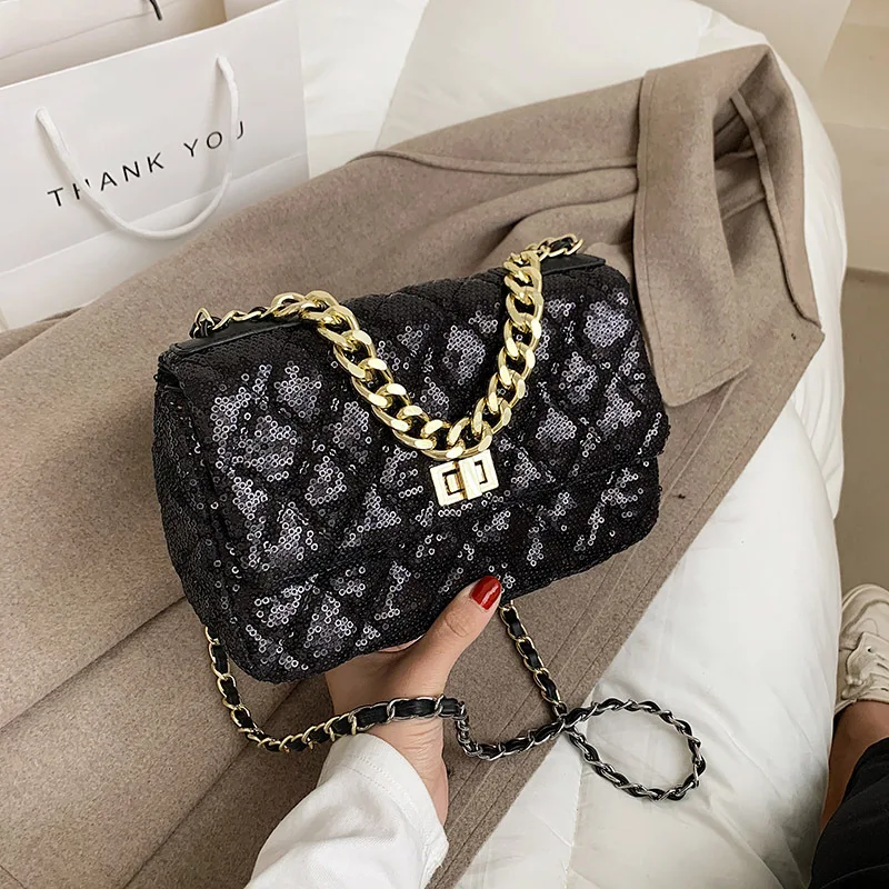 

2021 Luxury Design Sequin Party Crossbody Chain Lady Bags Diamond Lattice Women Purses Ladies Hand Bags