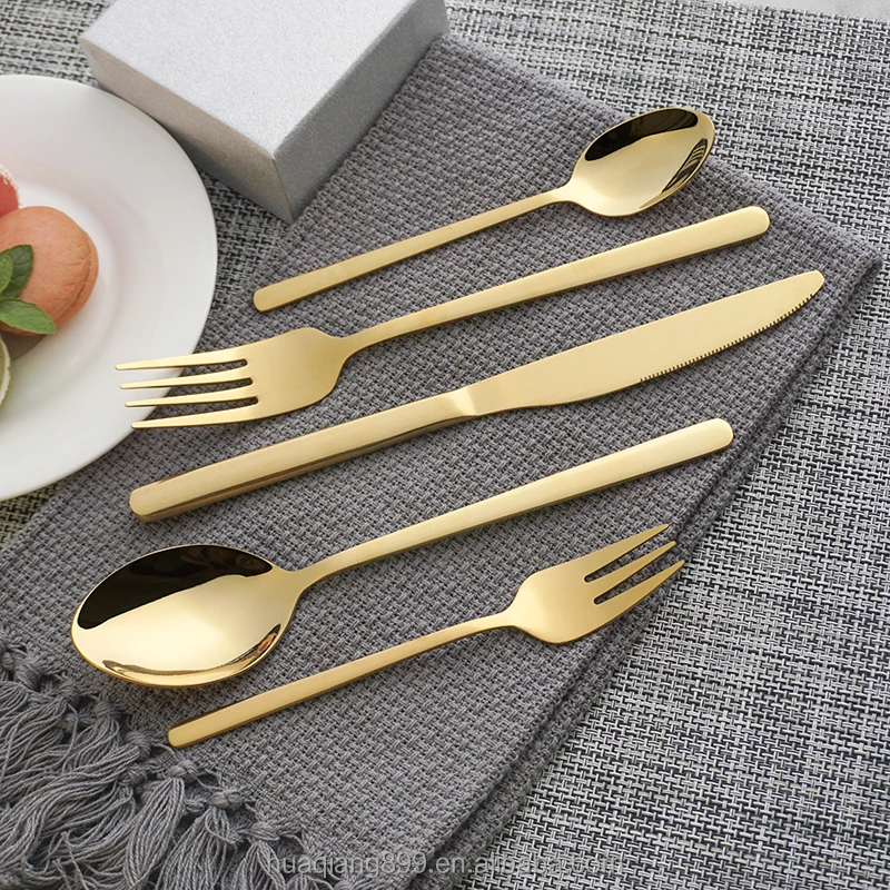 

Stainless Steel With Gold Cutlery For Kitchen Hotels Restaurant Luxury Flatware Spoon Fork Knife Teaspoon