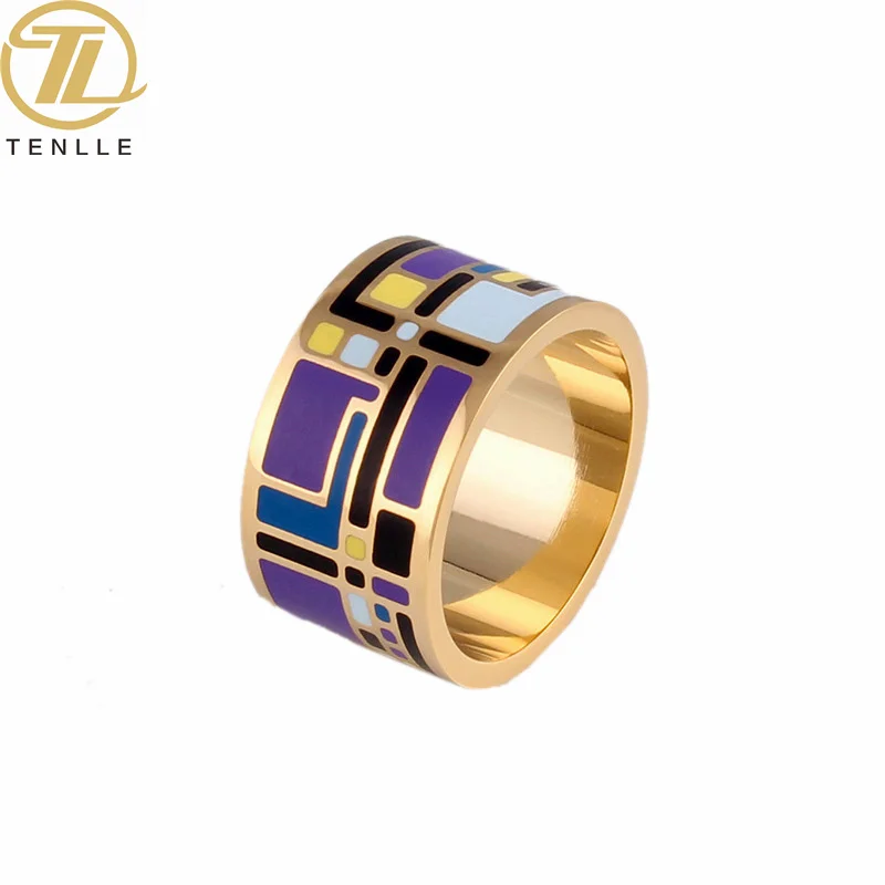 

Fashion beautiful Simple Design ring Wholesale Custom Personalized Stainless steel 18 k plated gold Scarf rings sets women