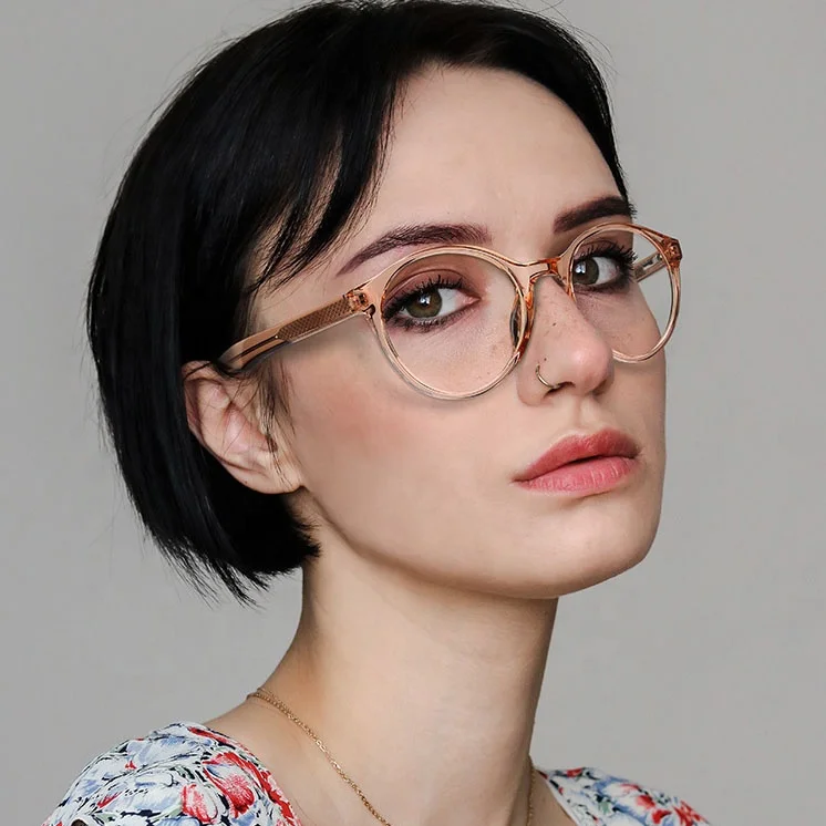 

wholesale fashion women men round PC lens TR90 anti blue light blocking glasses frames for myopia use, Same as photo