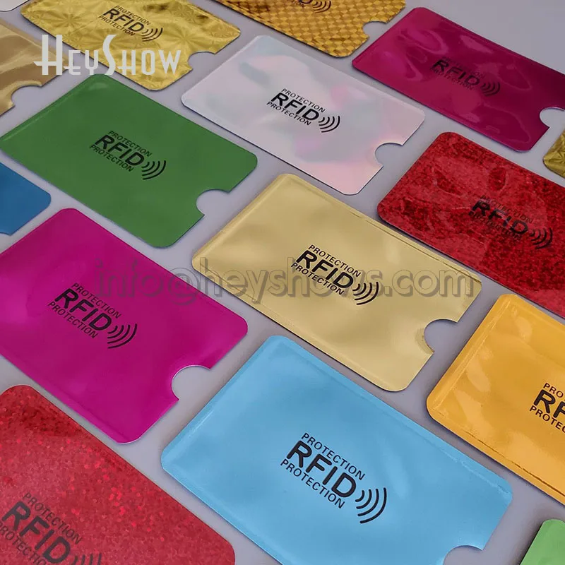 

Colorful RFID Card Holder Card Info Blocking Bag Passport RFID Safe Anti Scan Case Aluminium Secure RFID Wallet, Original color is silver,all color can be customized
