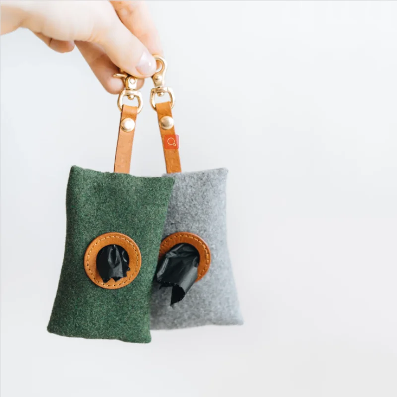 

Fashion Felt Pet Poop Bag Dispenser Creative Dog Waste Bag Pouch Puppy Poop Bag Holder for Outdoor, Green,grey & custom