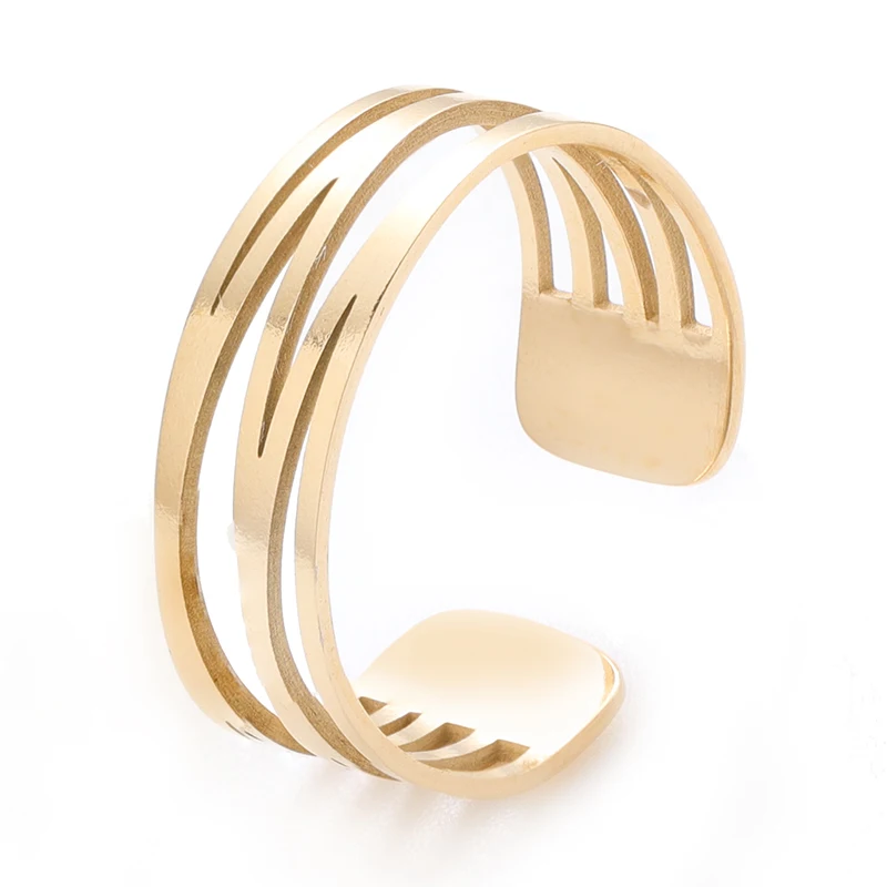 

Fashion hot sale stainless steel gold hollow women and men rings