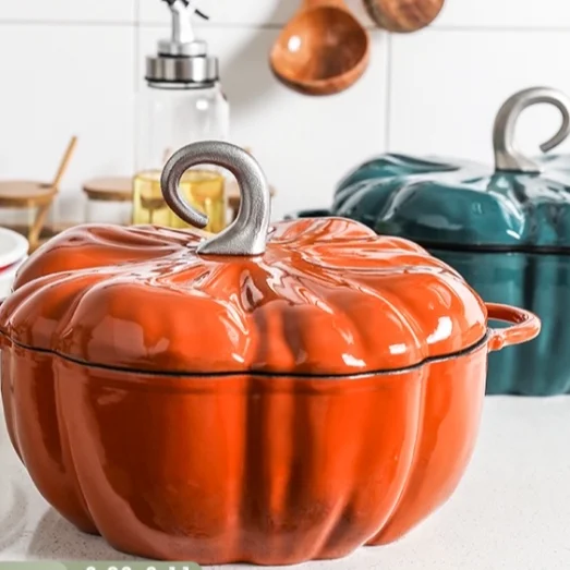 

New Design Pumpkin Shape Enamel Pot Set Casseroles Enamelled Cast Iron Pots