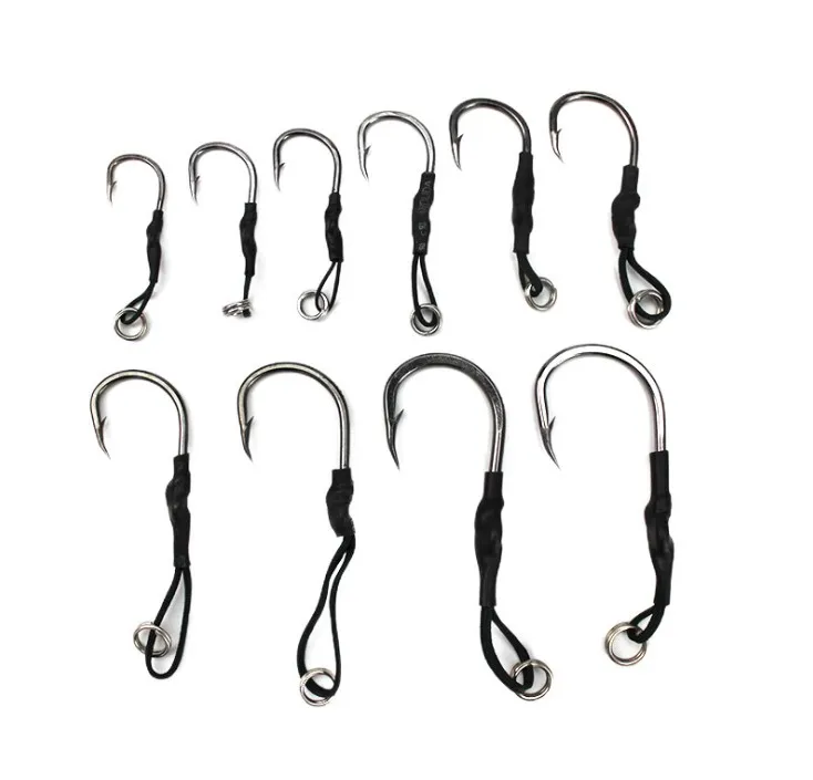 

Jigs Jig Hooks Jigging Fishing Lure Thread Feather Pesca Slow Barbed Single, Silver