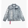 DiZNEW DongGuan High Quality Destroyed Blue Painted Denim jeans jacket For Men