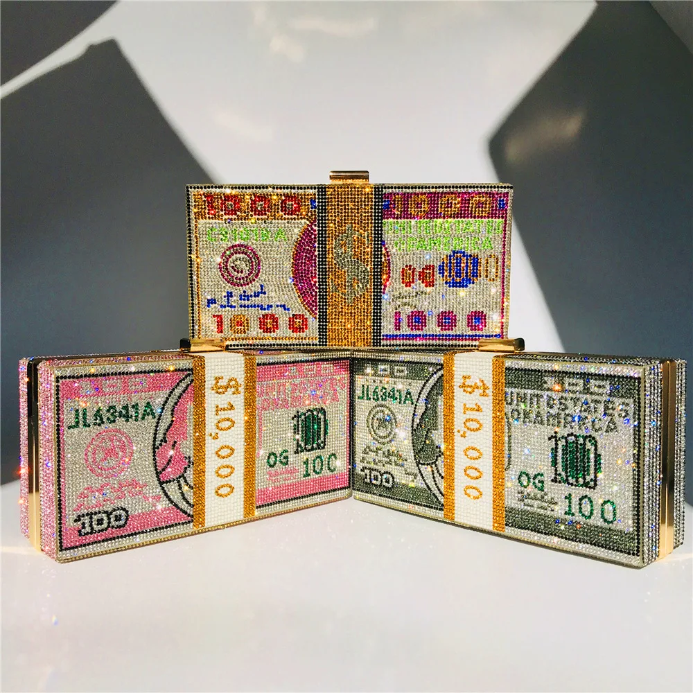 

On Sale 2021 Bling Evening Bag Ladies Rhinestone Crystal Diamond Chain Women Money Bags Clutch Purse