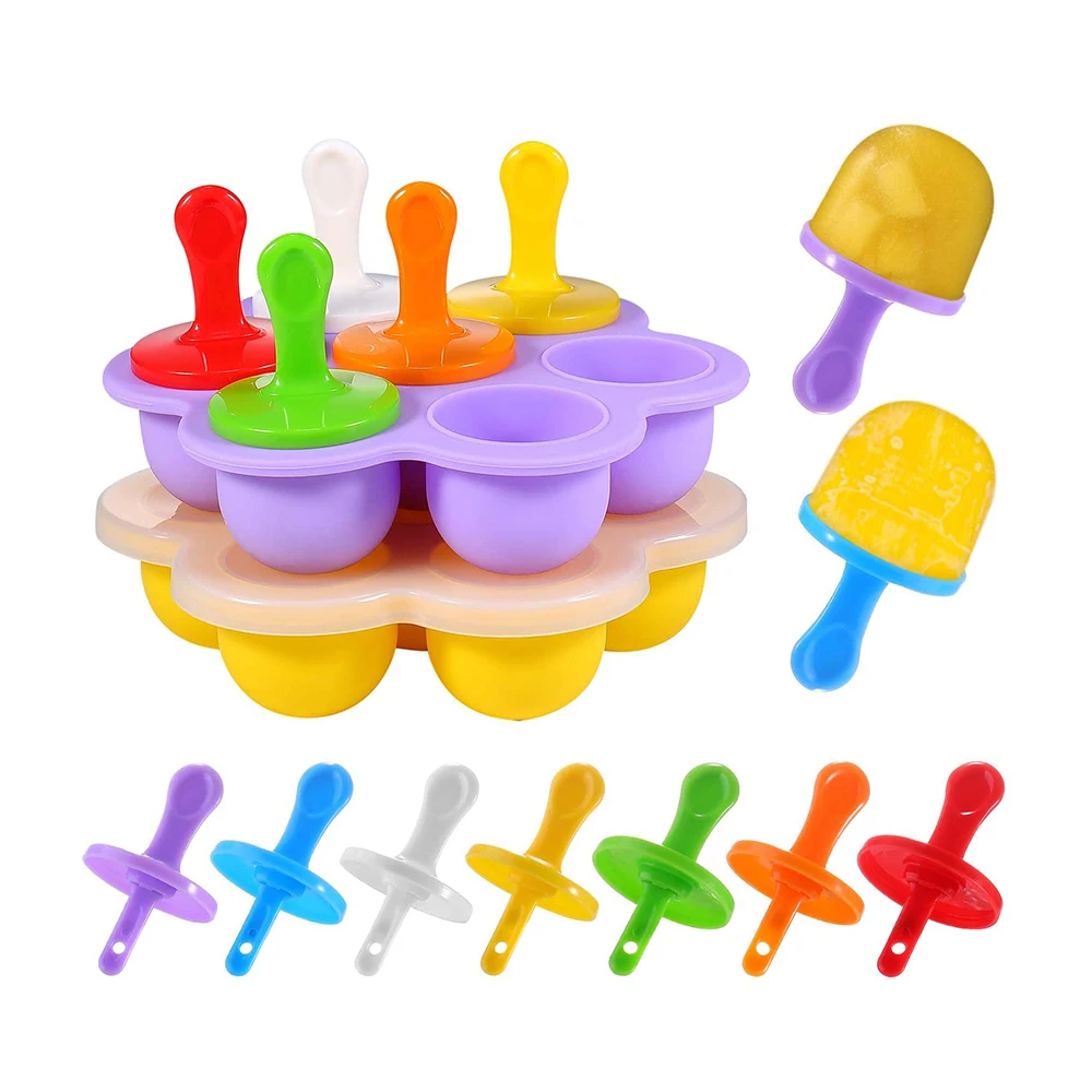 

Food Grade Silicone Pop Mold Silicone Ice Popsicle Non-Stick Ice Pop Make Baby Food Storage reezer Trays, Black/rose red/light purple/dark purple/orange/blue/green