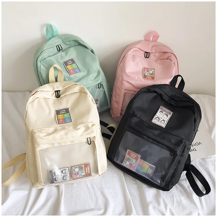 

2022 Autumn and Winter New Korean Style Popular Fashion Backpack School Bags, Black, beige, pink, green