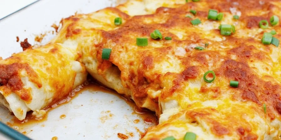 Cheesy baked vegetable enchiladas with golden top