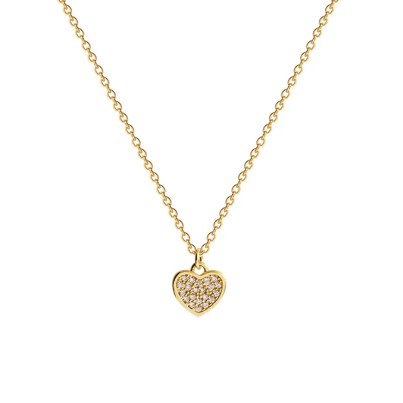 

The Newest Design Full Diamond Love Heart Pendants Choker Chain Necklace Bling Crystal Rhinestone Heart Shaped Necklace