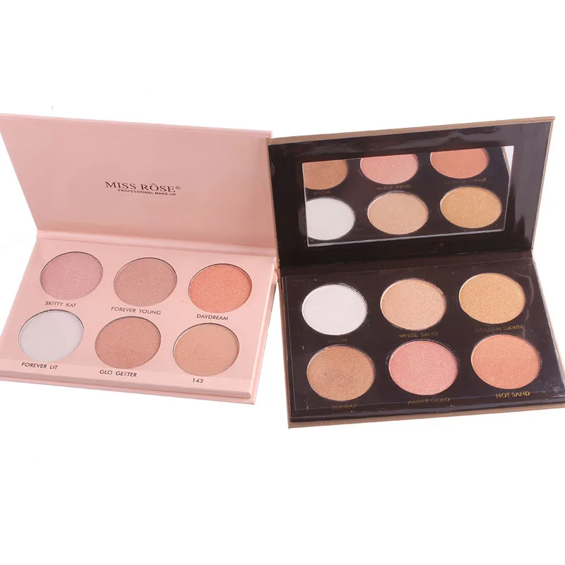 

MISS ROSE 6 color Bronzer Highlighter Powder Palette Makeup Shading Powder 3D Face Makeup Highlighter Powder, 6 colors