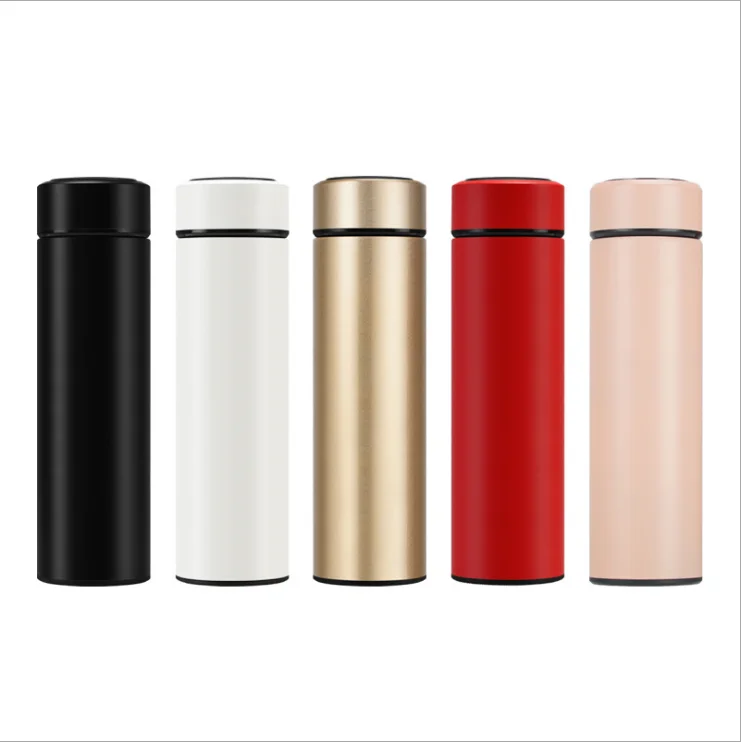 

New Customized touch lid display stainless steel intelligent thermo smart drinking bottle with temperature display, Black/pink/red/white/gold