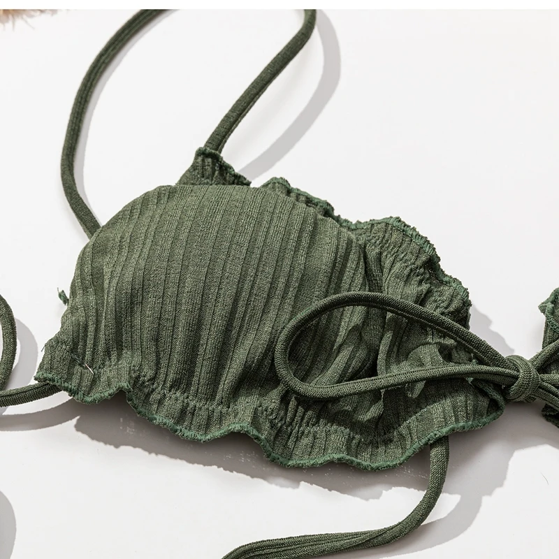 

Sexy Halter String Triangle Bikini Sets, Tie Side Thong Bottom Brazilian Bikini Bathing Suit/Two piece swimwear