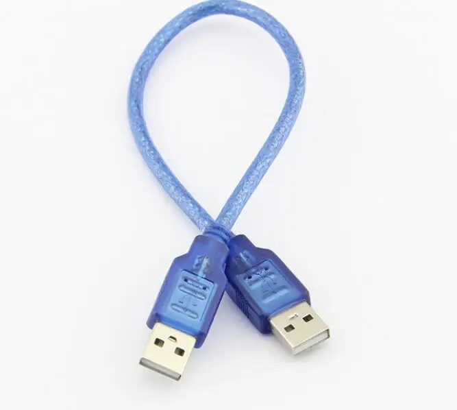 

short blue USB 2.0 A male to USB 2.0 A Male data transfer power charge cable, Black