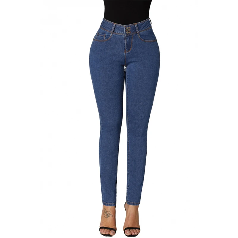 Wholesale Skinny Jeans Slim Fit Elastic High Waist Ladies' Jeans Fit ...