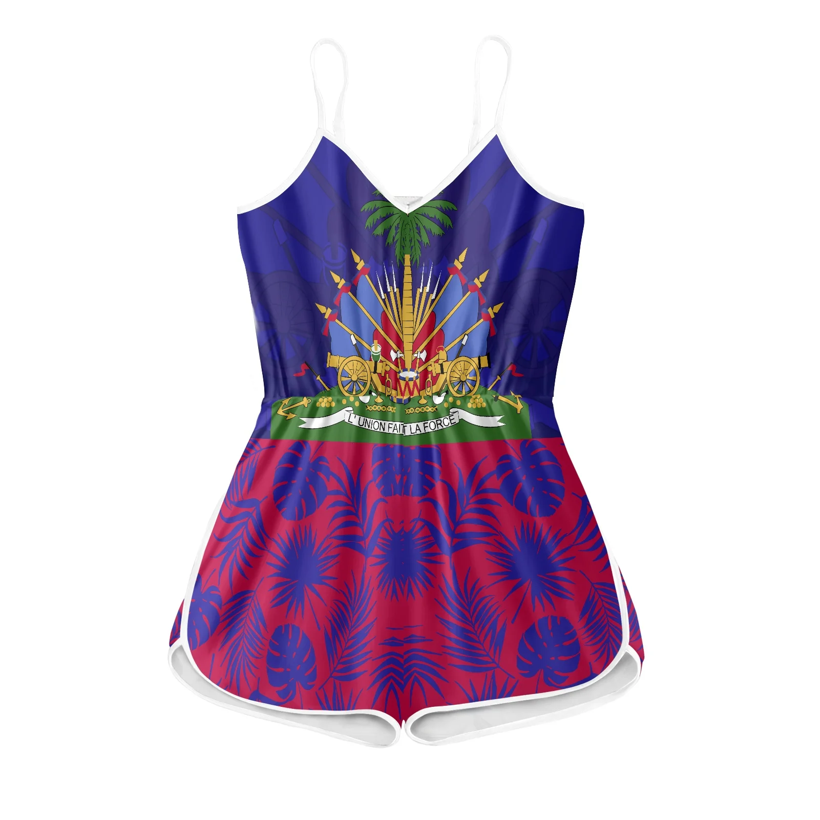 

haitian clothes flag design printing summer romper for women casual outfit sleeveless wholesale in bulk private label clothing, Customized color