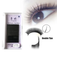 

Custom private label double tips lash extension free sample drop shipping 0.15mm hollow style ellipse flat eyelash extensions