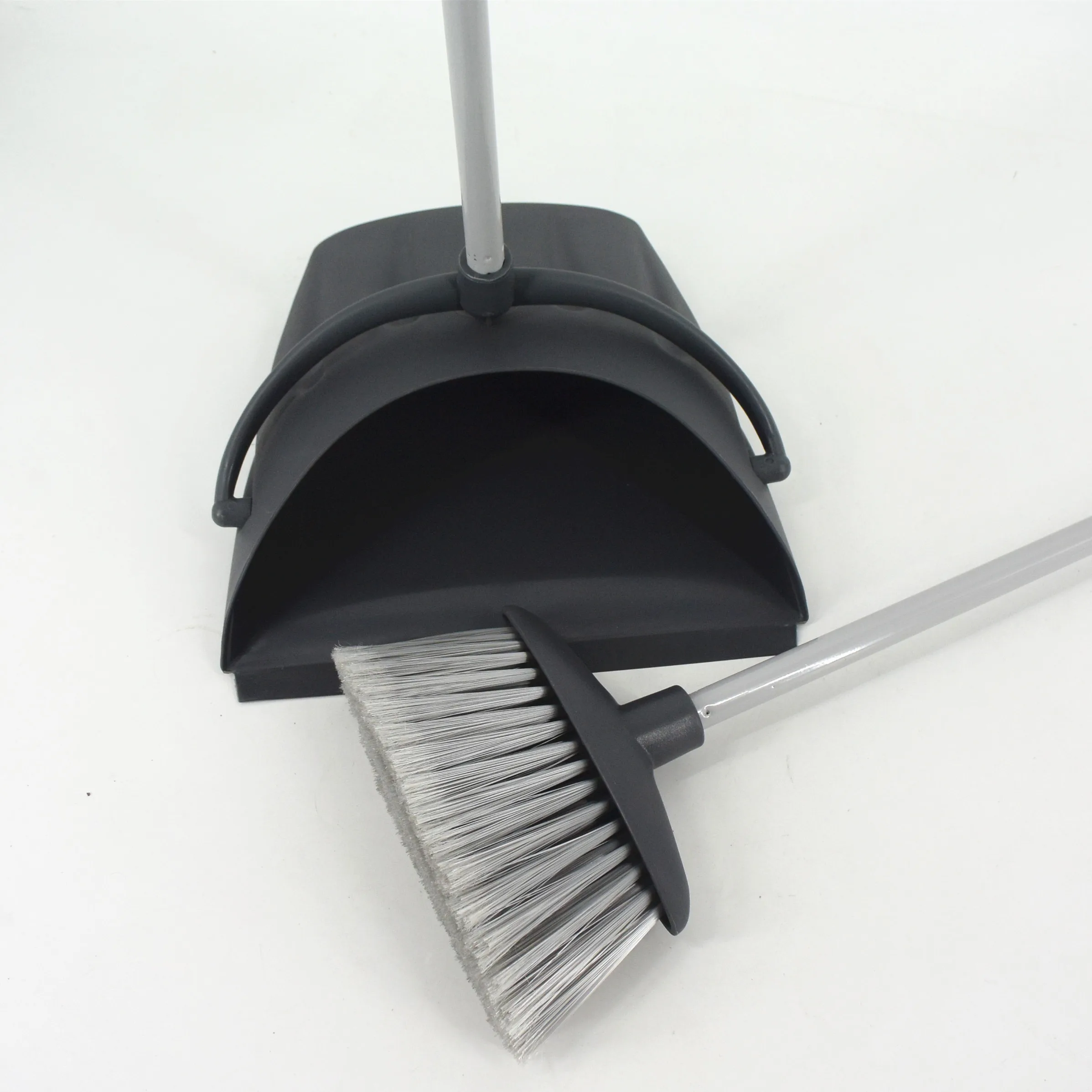 
superior plastic metal long handle folding broom and dustpan set 