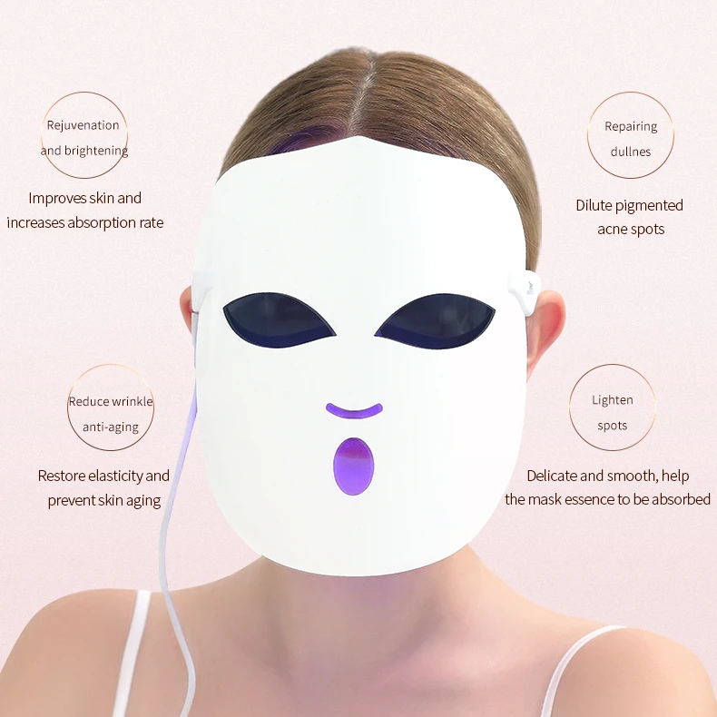 

7 Colorful Photon Voice Activated Led Anti Agning Mask Wireless Silicone Beauty Therapy Face Facial Led Mask