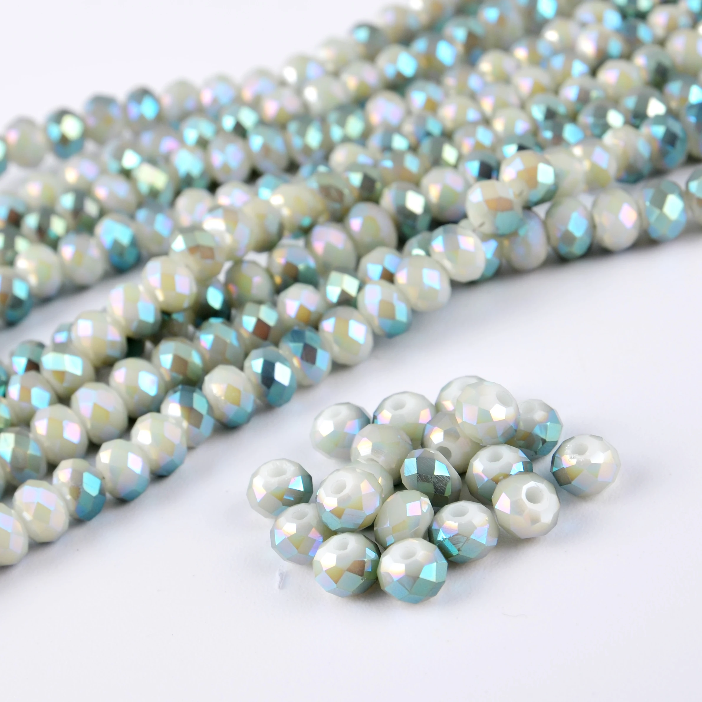 

JC China Crystal Glass Beads Supplier AB Color Faceted Rondelle Beads for jewelry making, Colors avaliable