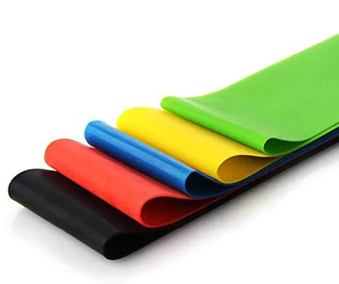 

Hot Sale Fitness Equipment Yoga Strap Resistance Band Elastic Band, Black blue red yellow green