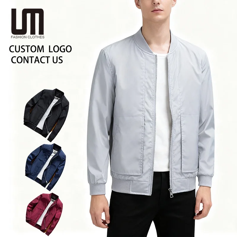 Cheap Wholesale Custom Logo Korean Fashion Men Street Zipper Plus Size Coat Bomber Jacket