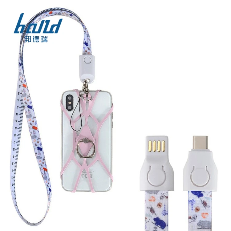 

Pass Cards Necklace Usb Data Charger Long Lanyard Cable Lanyard Phone Charger