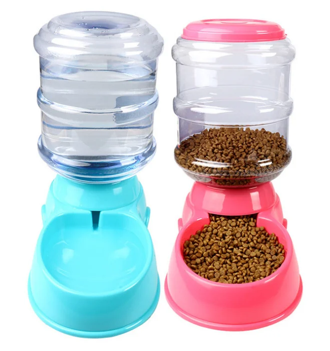 

Pet Automatic Gravity Pet Bowl for Dogs Cat Self Feeder and Waterer Self-Dispensing Gravity Pet Feeder, Blue, pink, gray, green