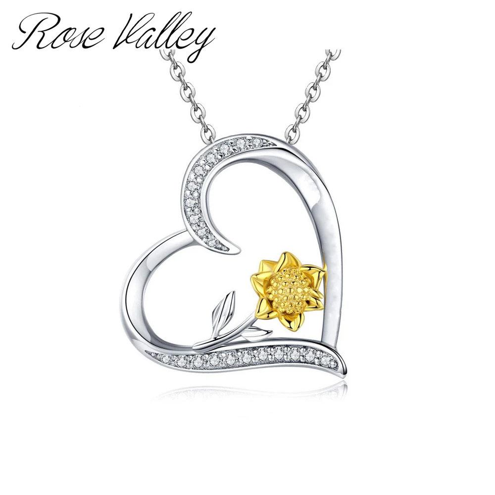 

Rose Valley Sunflower Heart Necklace Hot Selling Jewelry Pendant Gold plated Two Tone Jewel Fashion Gift For Lover YN004