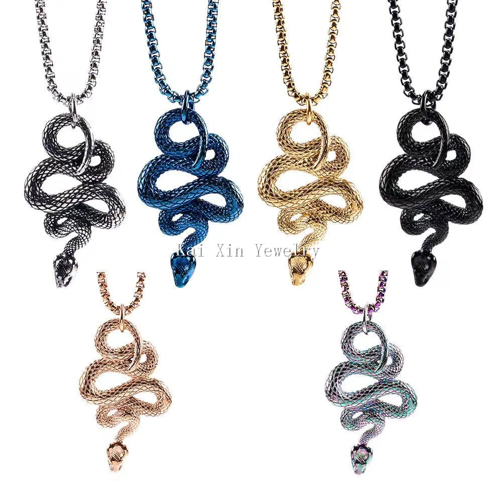 

New jewelry stainless steel animal snake creative pendant titanium steel men's snake Necklace Pendant