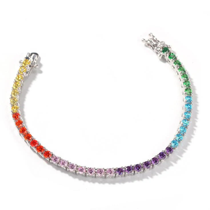 

4mm popular fashion rainbow zircon women's tennis Chain Bracelet