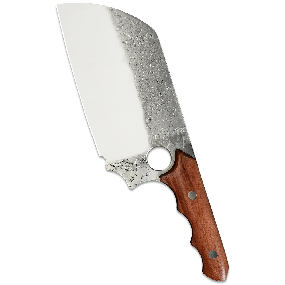 

High Quality 7.5 Inch Full Tang Wood Handle 4mm Thick Blade 5cr15 Stainless German Steel Kitchen Bone Handmade Forged Knife
