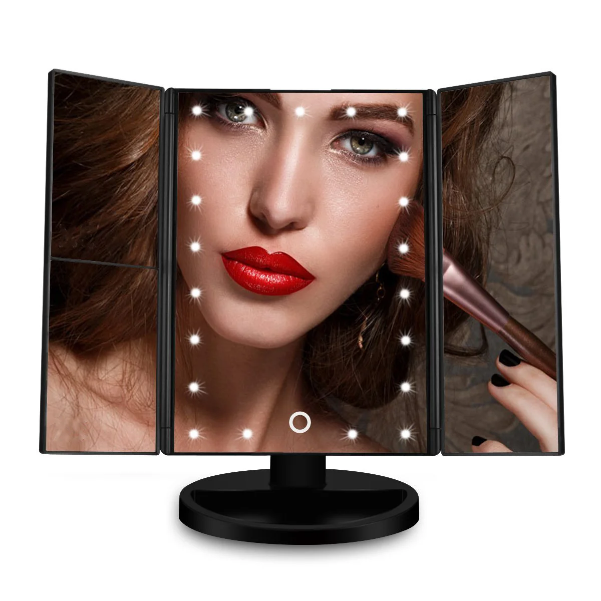 

Ultra-Thin 2x/3x Magnifying Led Lighted Vanity Mirror MakeUp mirror Tri-Fold with Lights, Black/white/rose gold/champagne