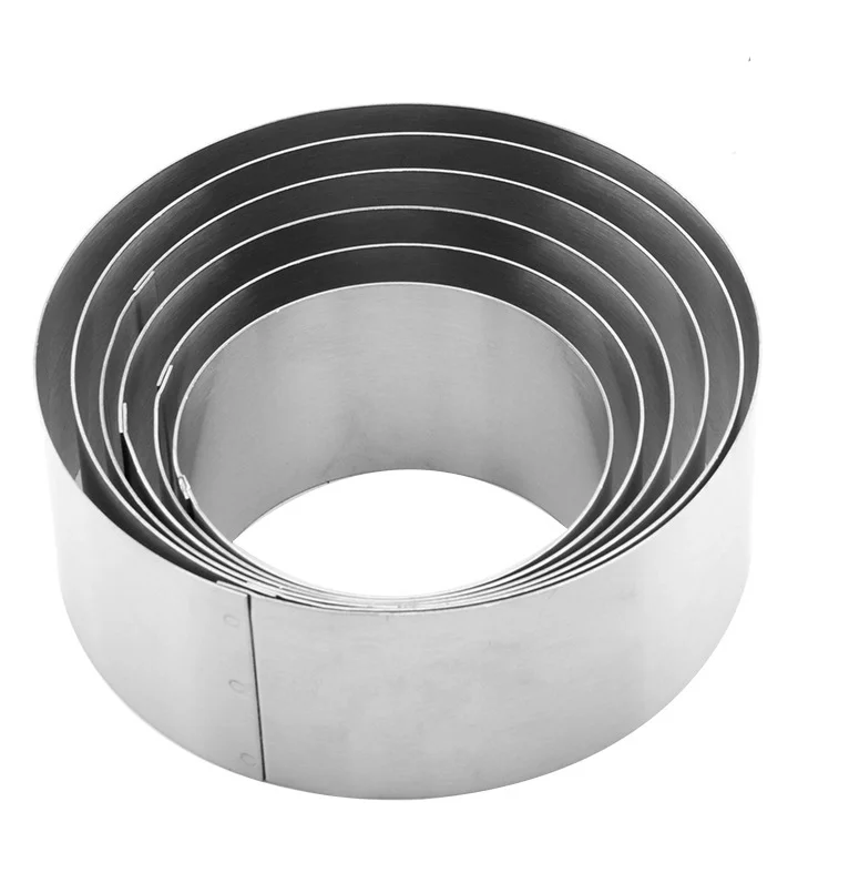 

6Pcs/set Stainless Steel baking ring Cake Tools Set Round Tresemme Mousse Cake Seamlese Baking Ring Mold Ring Baking Pan, As picture