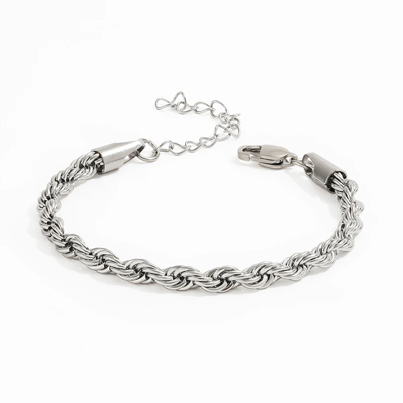 Joolim High End Never Fade 18k PVD Gold Plated Twisted Rope Chain Stainless Steel Bracelet