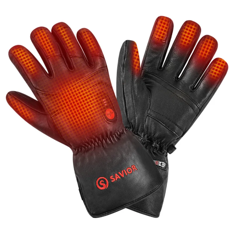 

2200 mAh Rechargeable Batteries Winter Leather Motorcycle Gauntlet Burton Chainsaw Snowmobile Heated Work Hand Gloves for Women, Black or customized