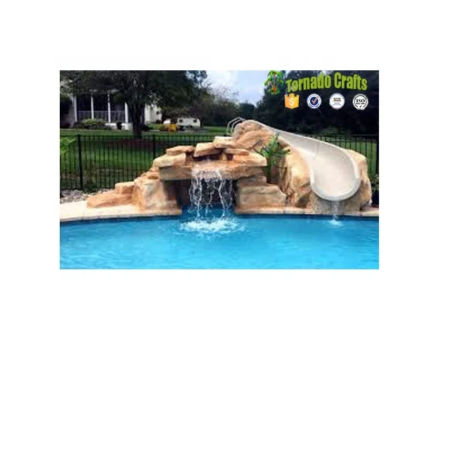 

Custom fiberglass and sandstone Artificial rock slides for swimming pools waterfall, Customized color