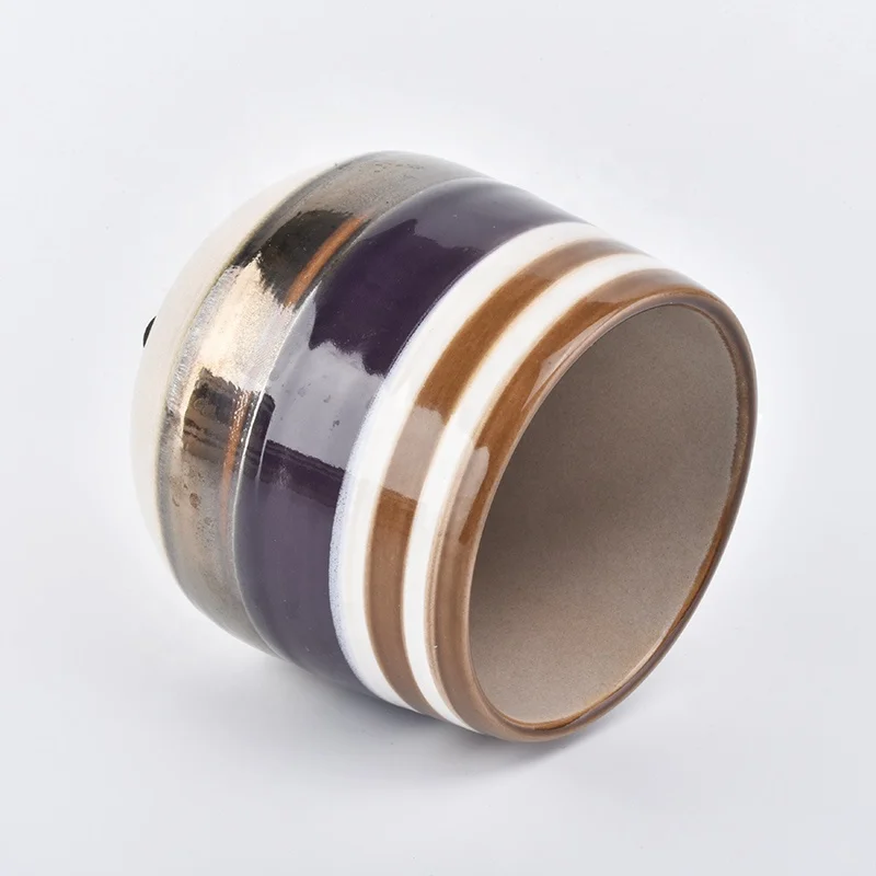 Luxury decorative ceramic candle customized iridescent vessel tealight candle holders wholesale