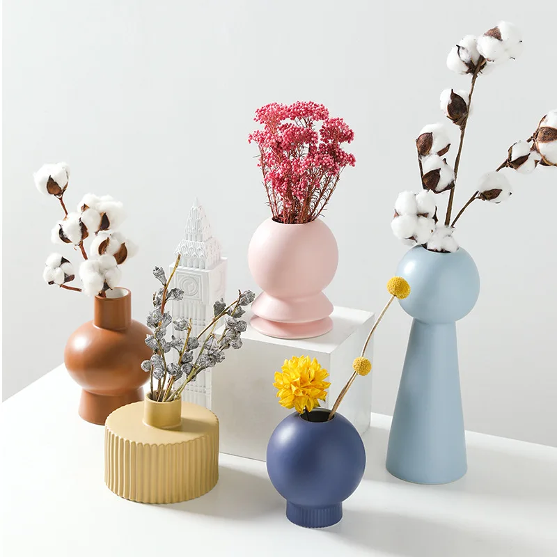 

Macaron Color Ins Style Irregular Mini Small Naked yellow Vase Home Decor Morandi Ceramic Vase
