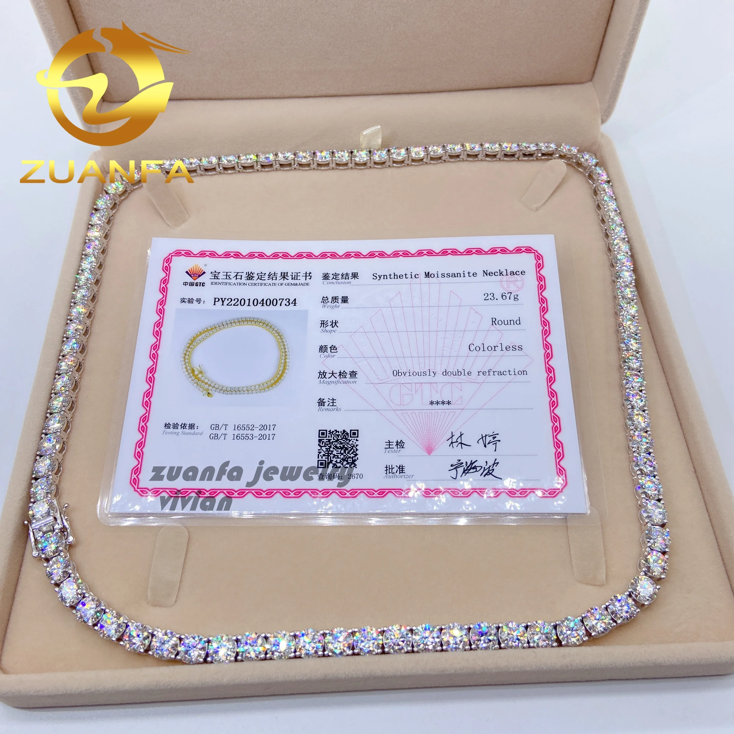 

Pass diamond tester 925 sterling silver fashion jewelry luxury 5mm diamond vvs moissanite tennis chain