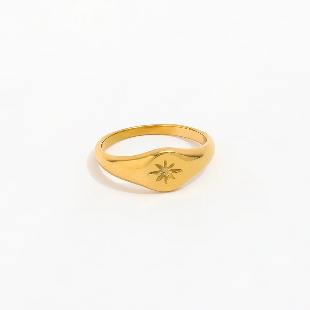 Joolim  Waterproof High End PVD Gold Plated North Star Rings Stainless Steel Rings for Women Party Gift Fashion Jewelry