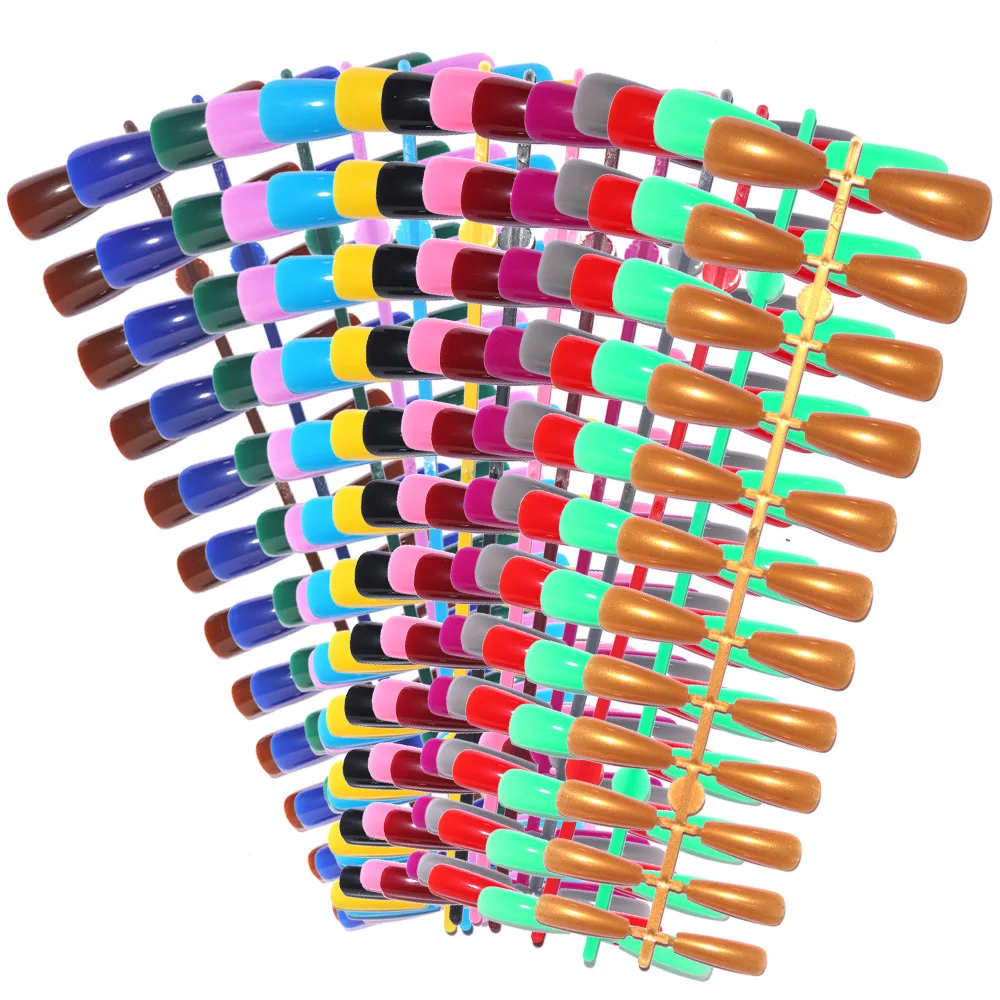 

Beautiful Pure Color Fake Nail Different Colors 408 pcs Long Colorful False Nails Full Cover Acrylic Artificial Press On