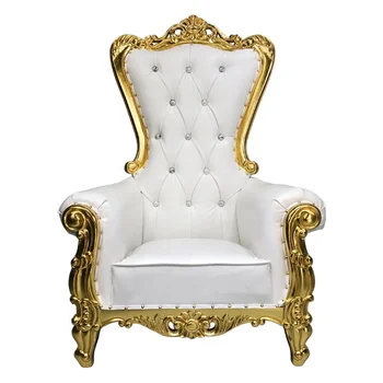 Luxury Royal Party Carving Baroque White Gold King Throne Chair For ...