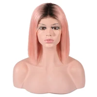 

Bliss 13x4 Transparent Lace Frontal Bob Wigs Human Hair Ombre Wigs OT1b/Pink Perruque Cheveux Humain