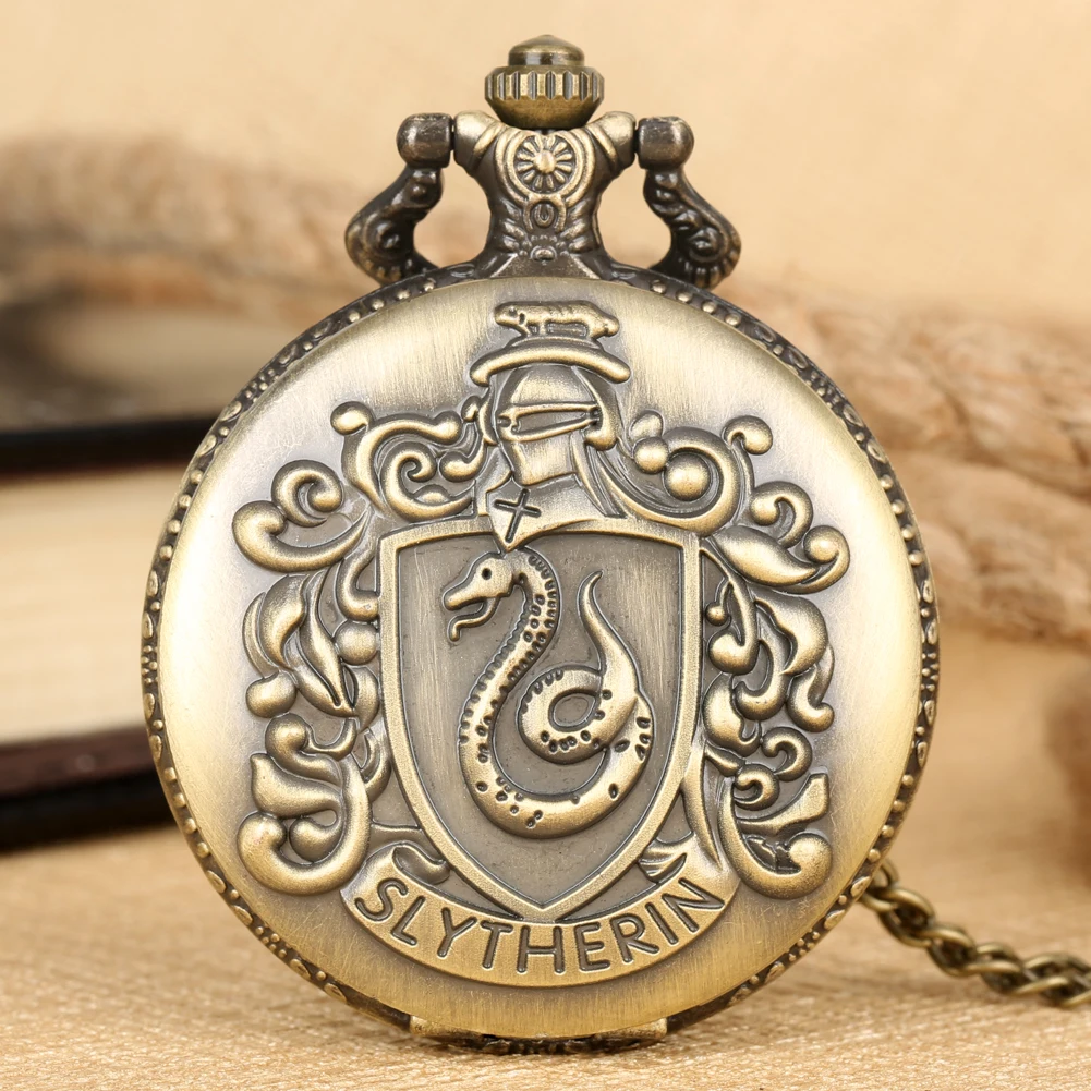 

Harry Hogwarts House Pocket Watch College Slytherin Analog Pendant Watches Creative Personality Pocket Watch (KWT2198), As the picture