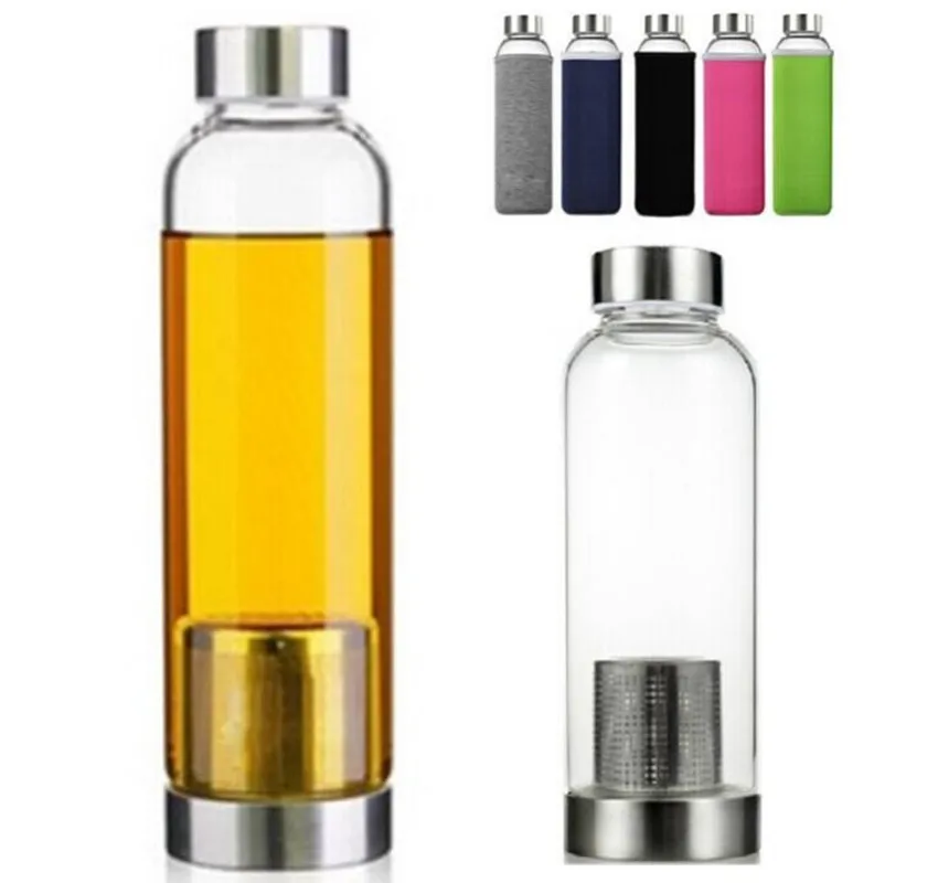 

Mikenda 420/550ML Portable Real Borosilicate Glass Cup Water Bottle filter Tea Travel Mug With Infuser