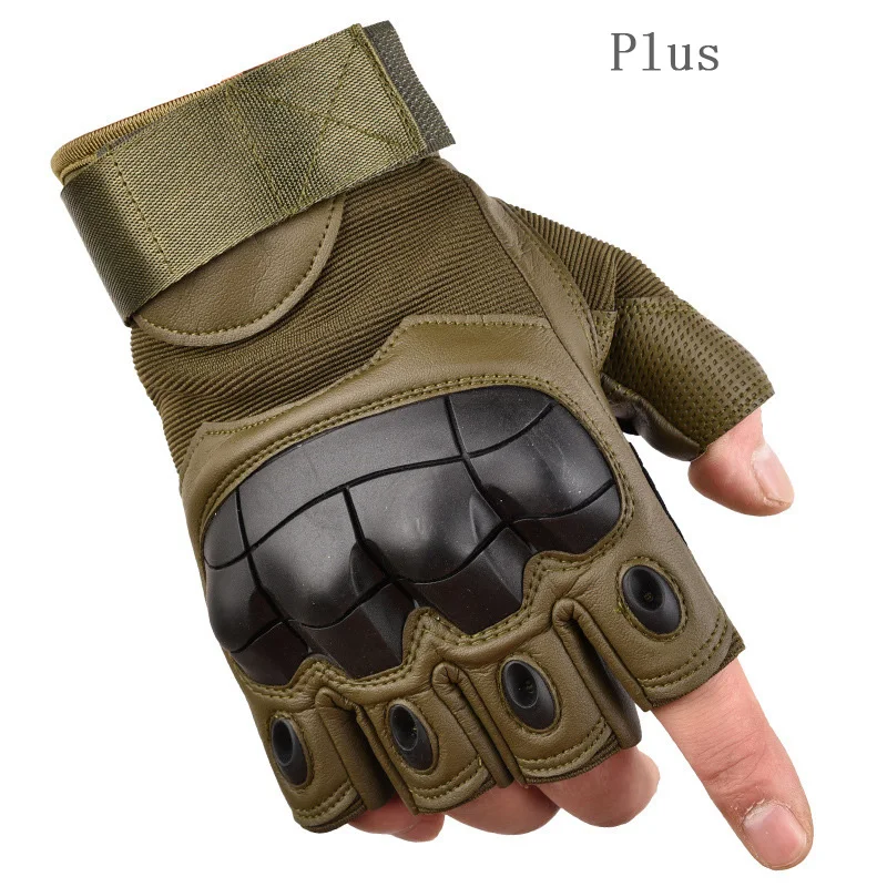 Black Fingerless Tactical Assault Contact Gloves Hard Knuckle Military Army 